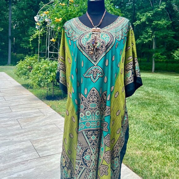 NWT Sante Beautiful Long Lightweight Kaftan Dress One Size - Picture 4 of 10